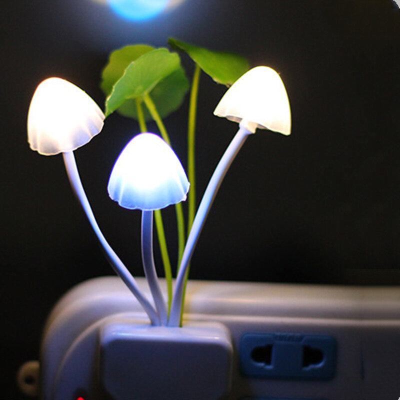 Luz controle noite luz lótus folha cogumelo luz sensor luz sonho cor cogumelo luz led economia de energia noite luz