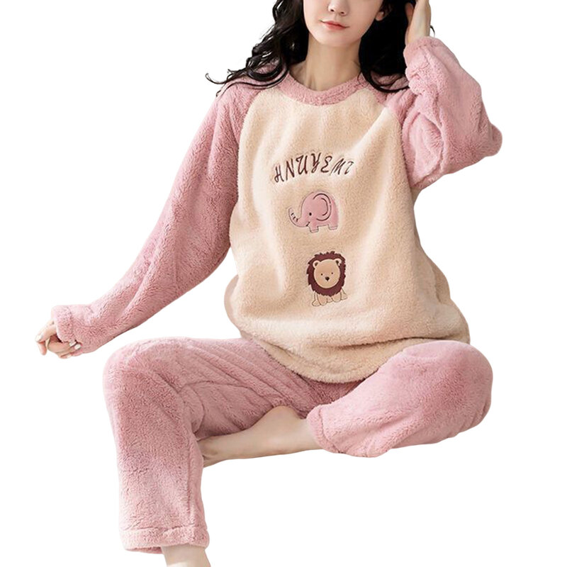 Frauen Fuzzy Pyjama Sets Kawaii Freizeit lose zweiteilige Nachtwäsche Set für Frauen Mädchen Nachtwäsche