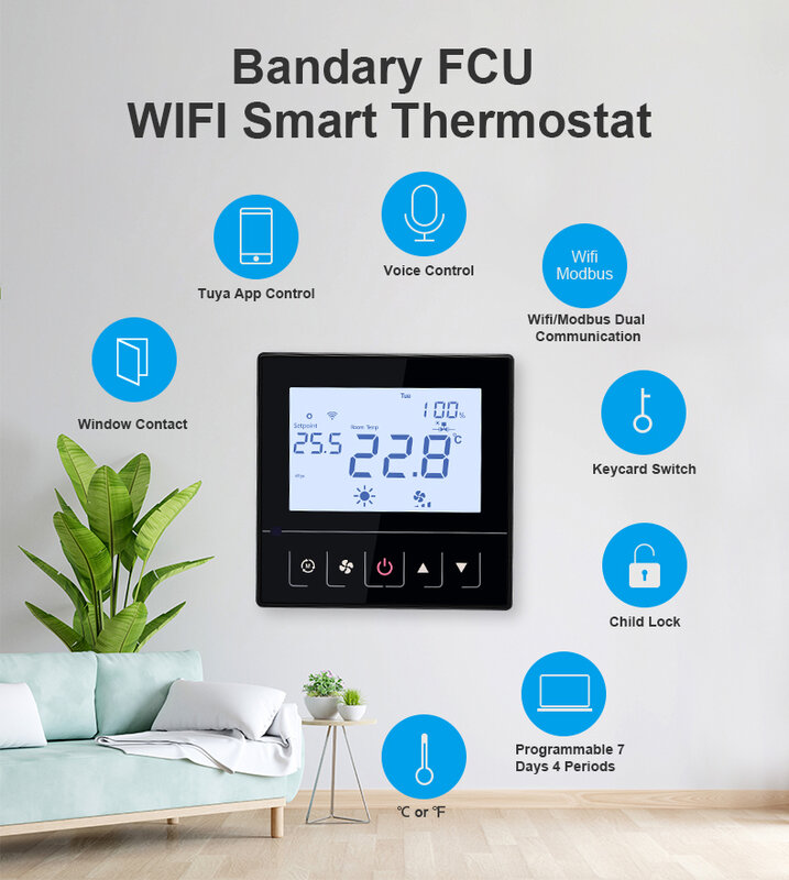 Bandary-termostato de habitación con control remoto, el mejor termostato inteligente, fácil de calentar, manual, wifi