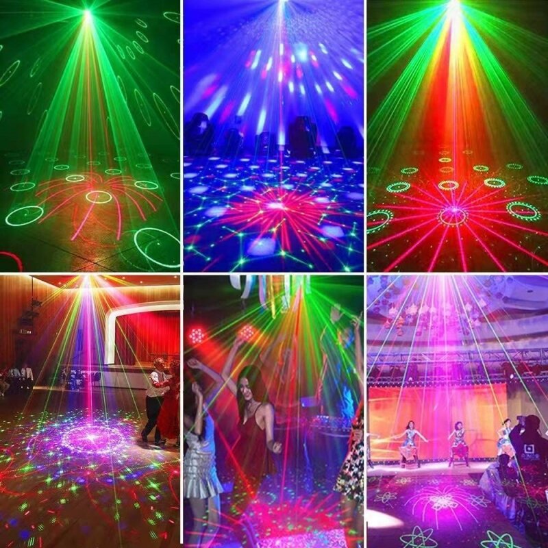 72 wzory światła dyskotekowe światła sceniczne USB Mini DJ dźwięk Flash Laser lampa projekcyjna klubowa dekoracja festiwalu efekt sceniczny