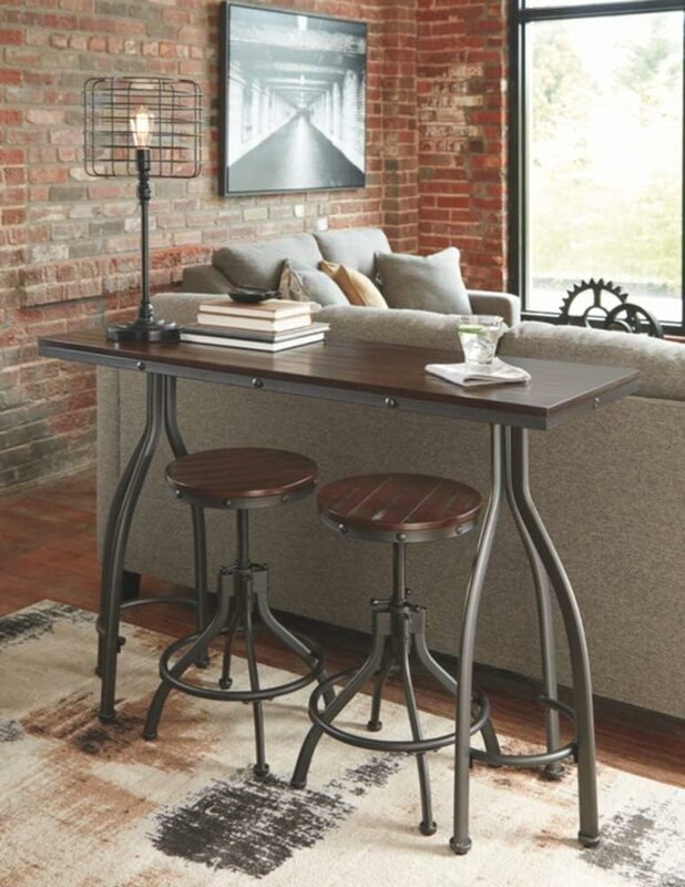 Signature Design by Ashley Odium Urban Counter Height Dining Table Set with 2 Bar Stools, Gray