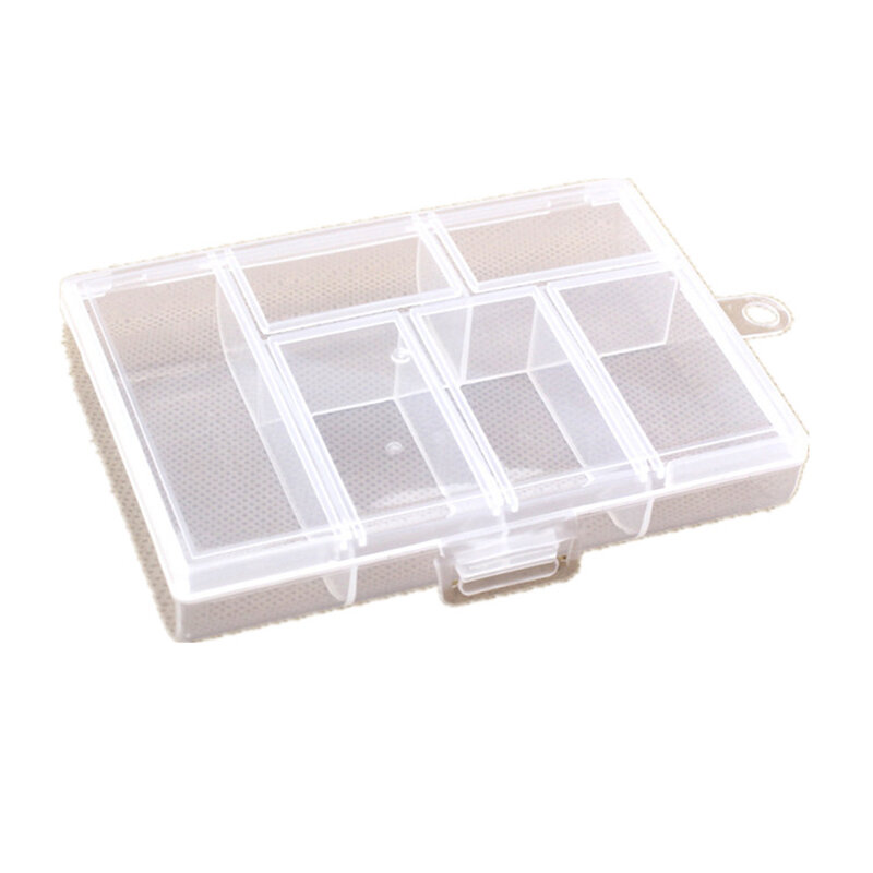 1PC 6 Grids Compartments Plastic Transparent Organizer Jewel Bead Case Cover Container Storage Box for Jewelry Pill Coin Sundry