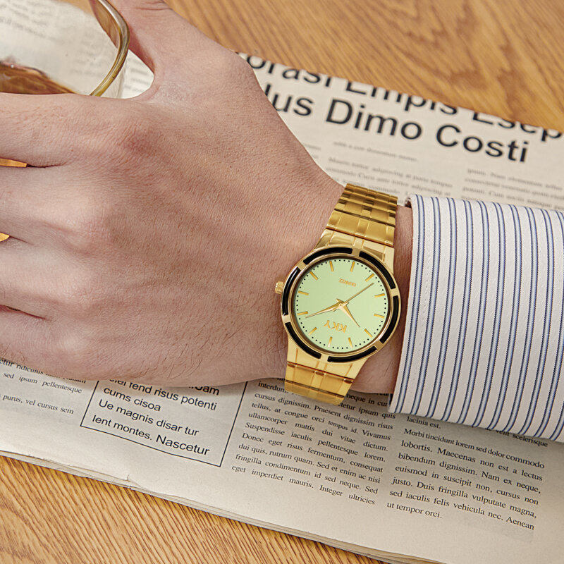 KKY 남녀공용 럭셔리 골드 시계, 패션 스포츠 방수 시계, 커플 레저 쿼츠 시계, 신제품