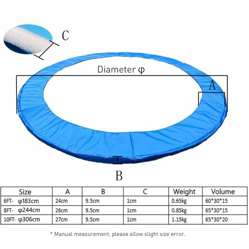 Almohadilla de seguridad de trampolín de repuesto Universal, accesorios de trampolín impermeables, cubierta de protección de resorte, se adapta a 6 pies, 8 pies, 10 pies