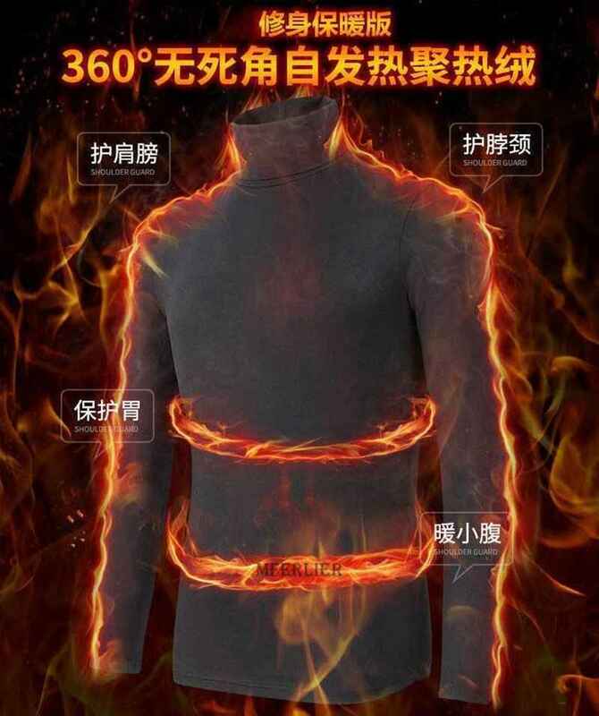 Large Size 9XL 140KG thin Fleece Winter Mens Thermal Underwear Tops high neck Long Sleeve tees keep warm Soft Thermal Underwear