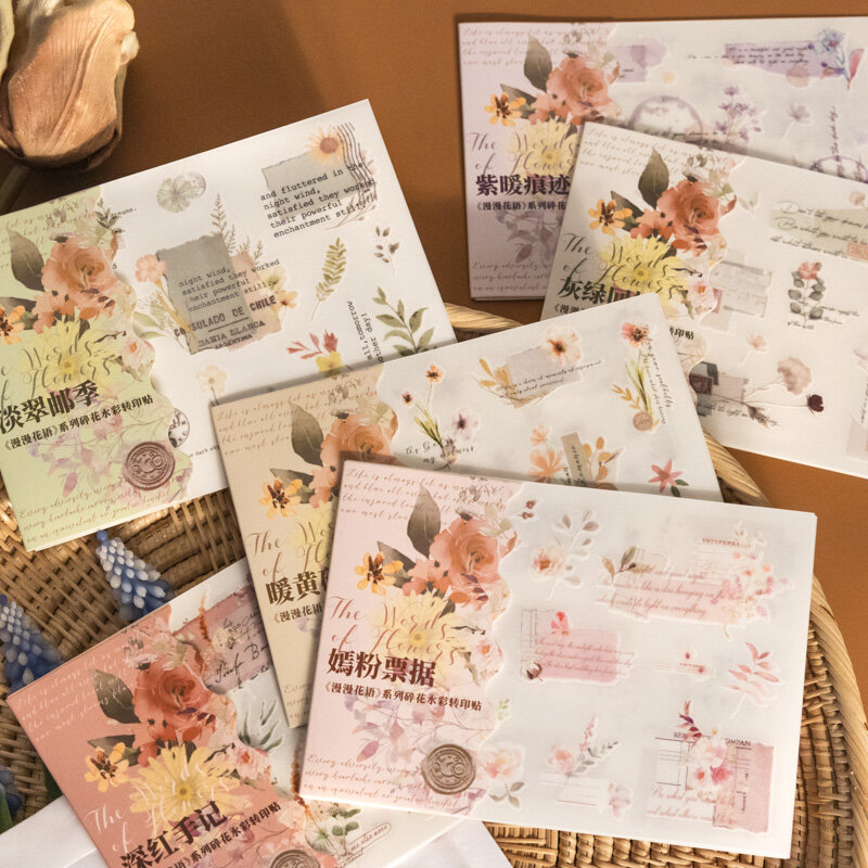 6packs/LOT Long Flower Language series markers photo album decoration PVC sticker