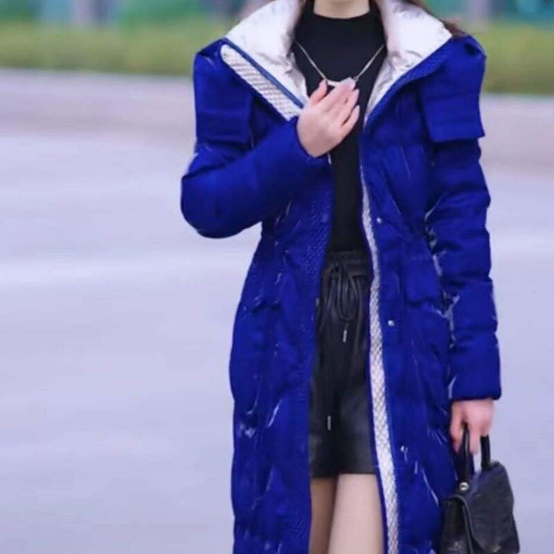 2024 여성용 다운 코튼 코트, 겨울 재킷, 중간 길이 버전 파카, 슬림핏 따뜻한 외투, 후드 다용도 오버코트, 신상