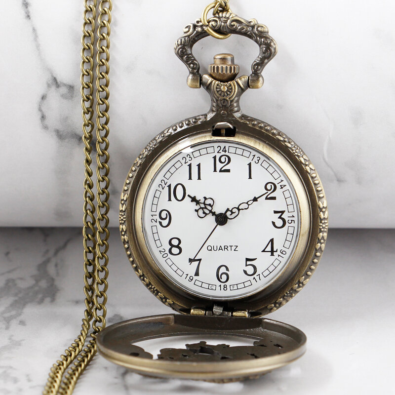 นาฬิกาควอตซ์โบราณสไตล์จีนสำหรับผู้ชายสร้อยคอคุณภาพสูงจี้เวลาเครื่องประดับสำหรับผู้หญิงของขวัญ