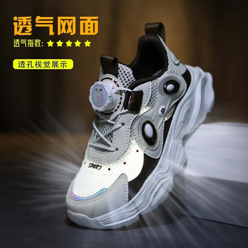 Spring 2024 Running Shoes for Boy White Sneakers Children Single Net Boys' Sports Shoes Light Weight Kids Gym Shoes