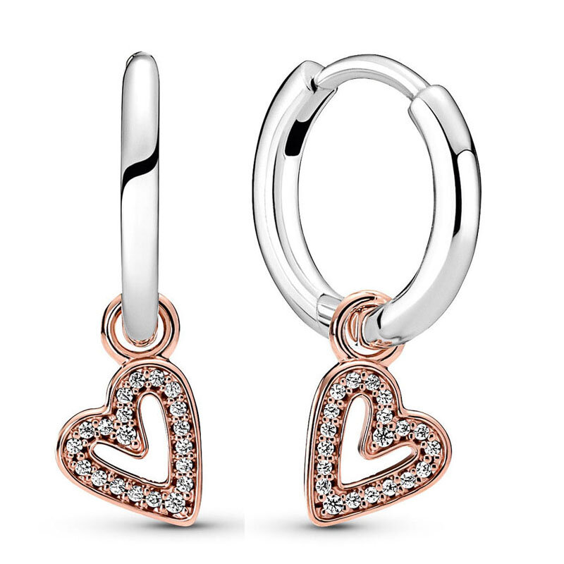 Orecchino popolare in argento Sterling 925 con perle di farfalla volante a mano libera con goccioline di cuore orecchino a cerchio per regalo di gioielli da donna