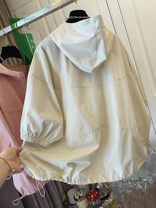 Summer New Women's Hooded Jacket Loose Commuting Casual Pullover Oversize Short Top