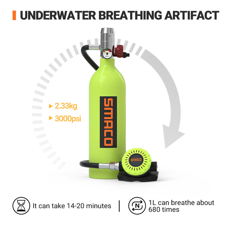 Tanque de mergulho smaco subaquática dispositivos de respiração tanques de oxigênio mergulho cilindro subaquático sightseeing/trabalho/cilindro de backup