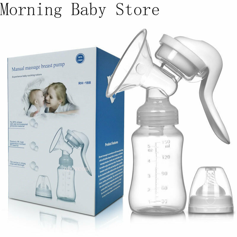 150ML Manual Breast Feeding Pump Original Manual Breast Milk Silicon PP BPA Free with Milk Bottle Nipple Function Breast Pumps