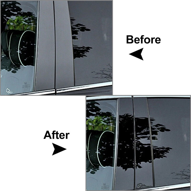 Postes de pilar de ventana de coche, cubierta de embellecedores de puerta para BMW serie 7, F01, F02, 2009-2015, color negro brillante, 6 piezas