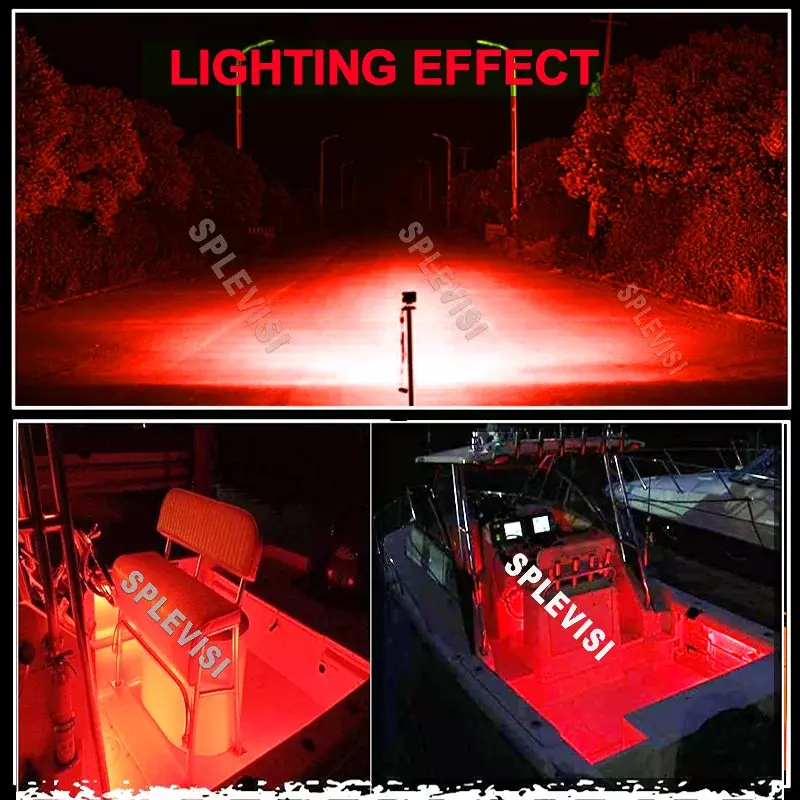 2x 12V Red Pontoon Boat Docking Headlights, Marine Led Light for Kayak Bass Fishing Boat Spreader Light,T-top,Deck,Driving Light