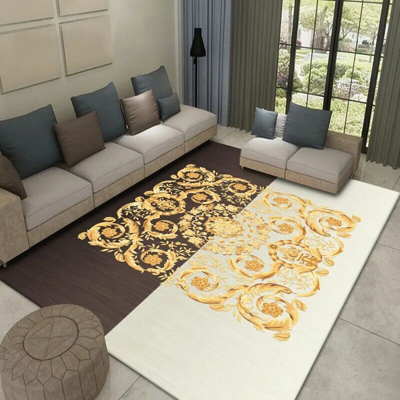 페르시아 스타일 프린트 카펫, 침실 거실 미끄럼 방지 카펫 담요, 오염 방지 흡수성 바닥 매트, 넓은 영역 전체 매트