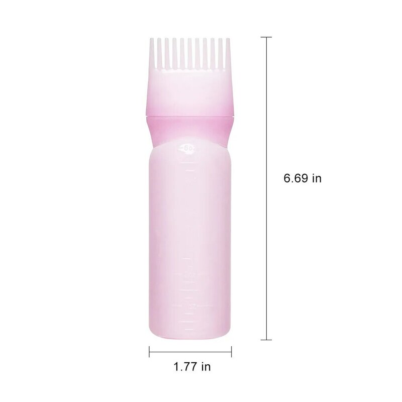 Botella rellenable de plástico Multicolor para tinte de cabello, aplicador, peine dispensador, herramienta de estilismo para peluquería, 60ml
