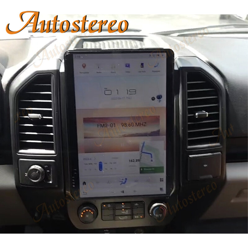 Pemutar Multimedia mobil, Android 8 + 14.4 GB 128 inci untuk Ford F150 F250 2015-2021 gaya Tesla navigasi GPS mobil pemutar Multimedia Radio Tape Headunit HD