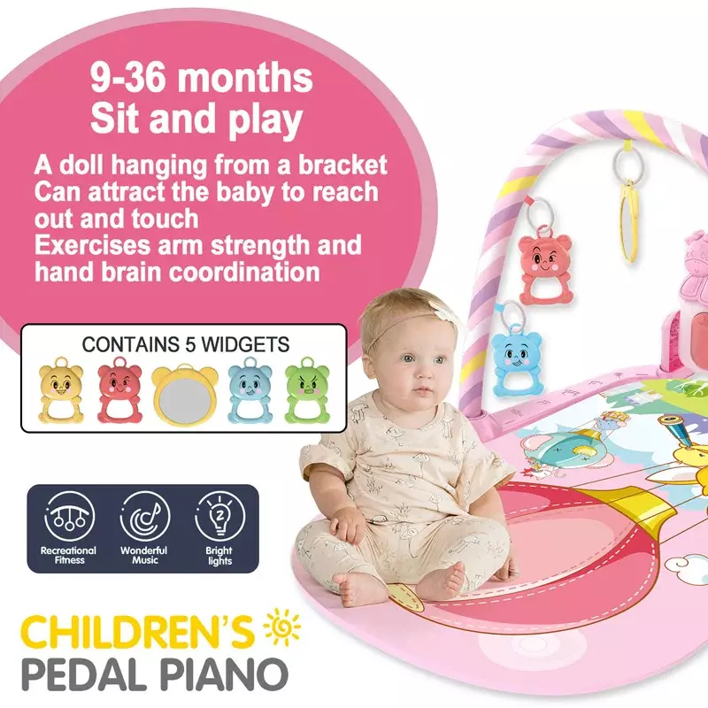 Piano Crawling Blanket para bebê recém-nascido, Fitness Stand, Music Play, Gym Atividade Brinquedos, Game Pad, Educação Infantil, Presentes, 0-36 meses
