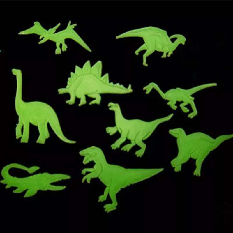 Venda quente 9 pçs crianças dinossauros luminosos adesivo fluorescente dinossauros adesivos bebê crianças brinquedo criança brilho no escuro brinquedos
