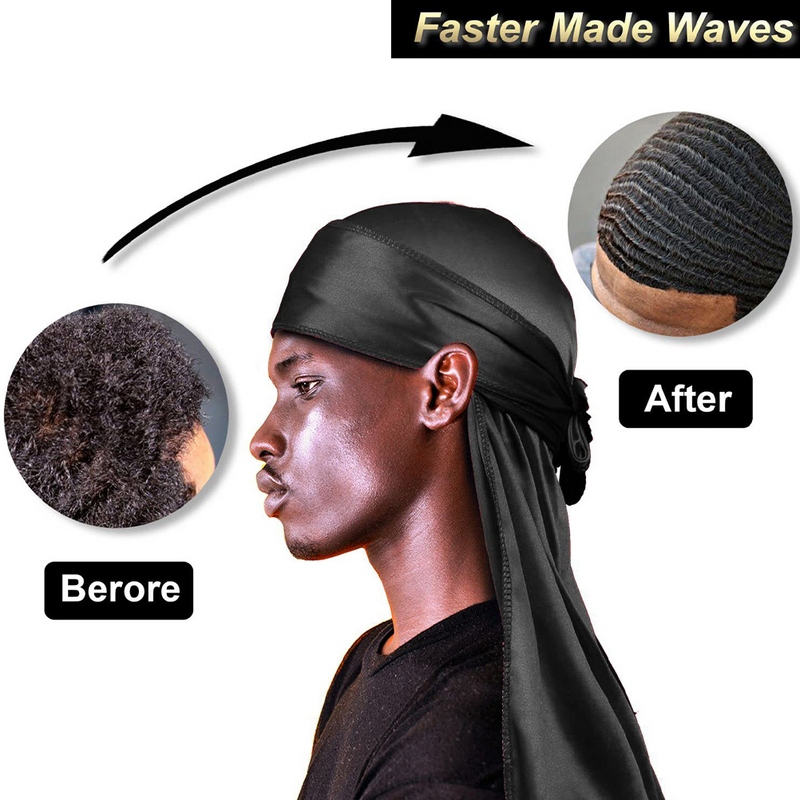 Durag Durags Bandanas For Men Men Satin Tail Long Headwraps Bandanas For Meny Women Headscarf Cap Elastic Caps Head Hair