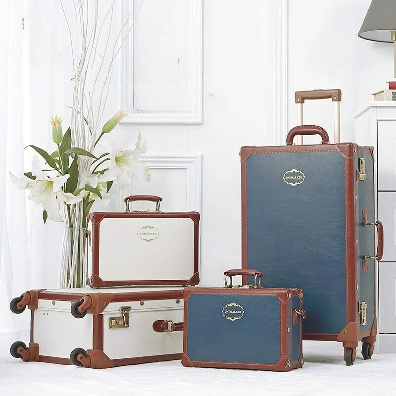 Retro Rolling Luggage Sets Women PU Suitcase Wheel Trolley Women's Handbag Travel Bag large size wheeled travel suitcase