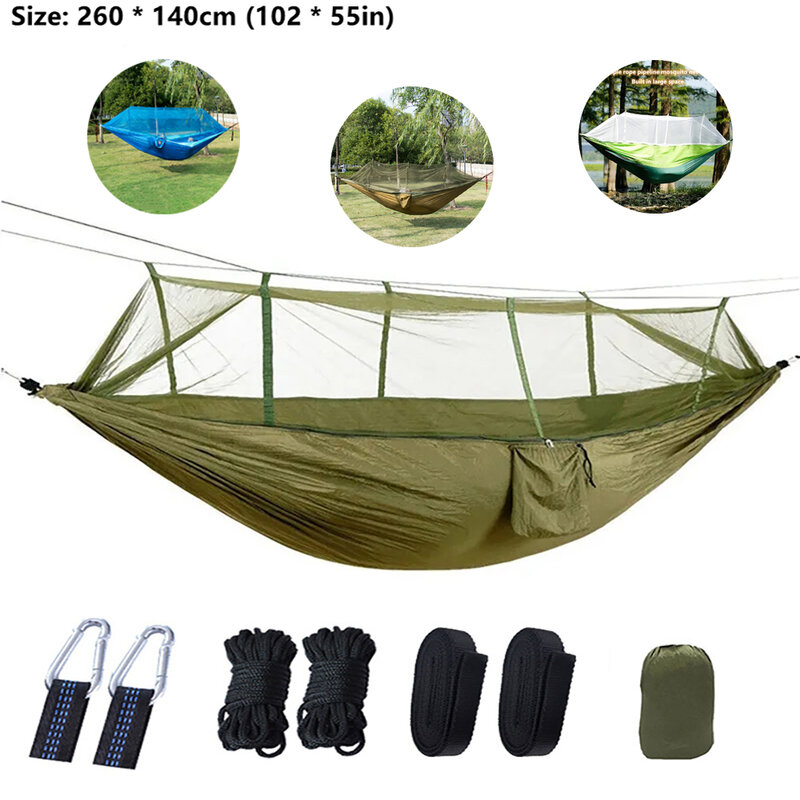 Hamaca portátil para acampar al aire libre, doble mosquitera, jardín, viaje, turismo, naturaleza, caminata, dormir, columpio colgante
