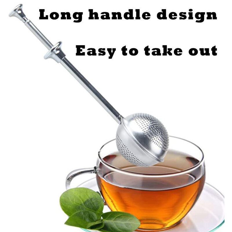 Наполнитель для рассыпного чая, наполнитель для рассыпного чая с длинной ручкой, наполнитель для чайных шариков из нержавеющей стали, наполнитель для чайных шариков из мелкой сетки