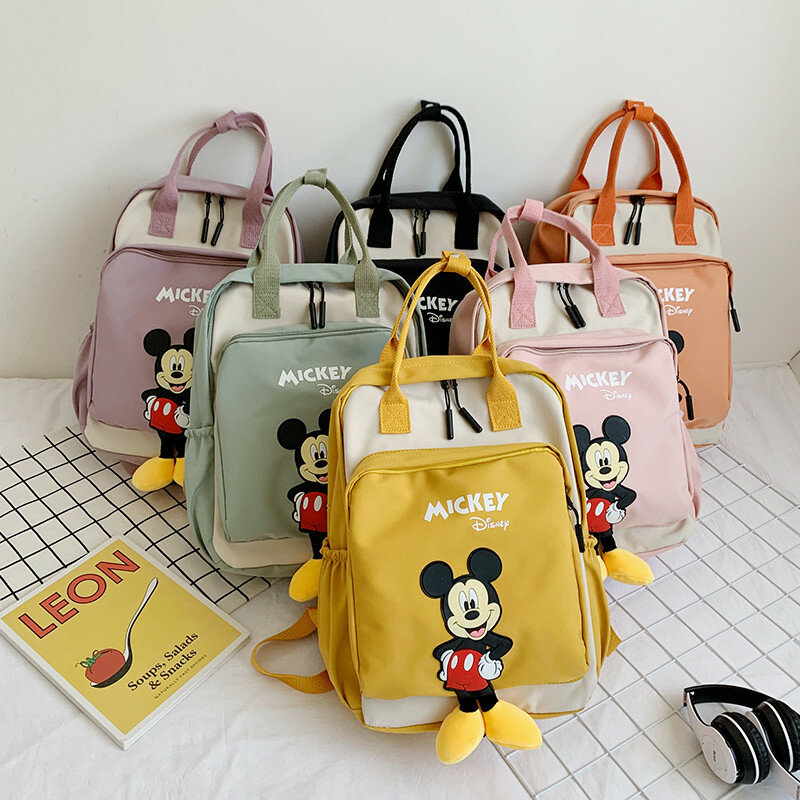 Disney Print Mickey School Bag, mochilas para alunos do ensino médio, meninas adolescentes linda mochila para crianças, outono