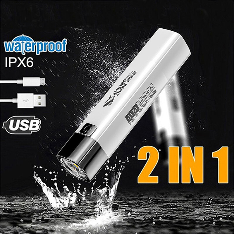 Portable LED Powerful Flashlight USB Rechargeable Emergency Camping Lamp Searchlight Waterproof Strong Light Outdoor Flash