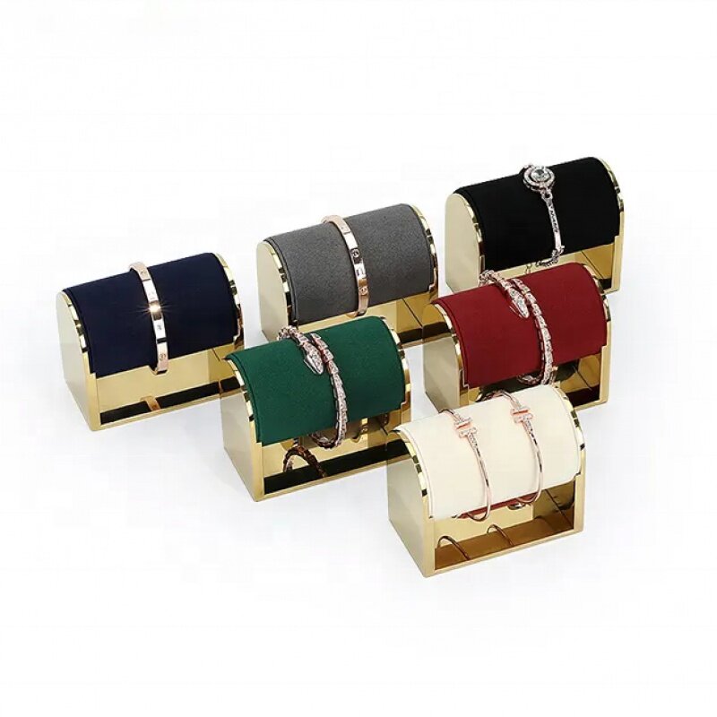 Personalizado VANLOCY soporte de exhibición de pulsera de joyería negra, exhibición de metal, soporte de pulsera de oro brillante