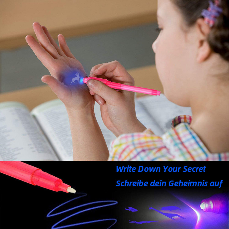 4 Stks/partij Lichtgevende Pen Magisch Paars 2 In 1 Uv Zwart Licht Combo Tekening Onzichtbare Inkt Pen Leren Onderwijs Speelgoed Voor Kind
