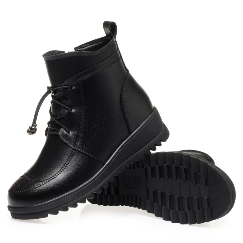 AIYUQI Buty damskie Duży rozmiar Mom Snow Booties 2024 New Genuine Leather Women Ankle Boots Round Toe Casual Women Winter Boots