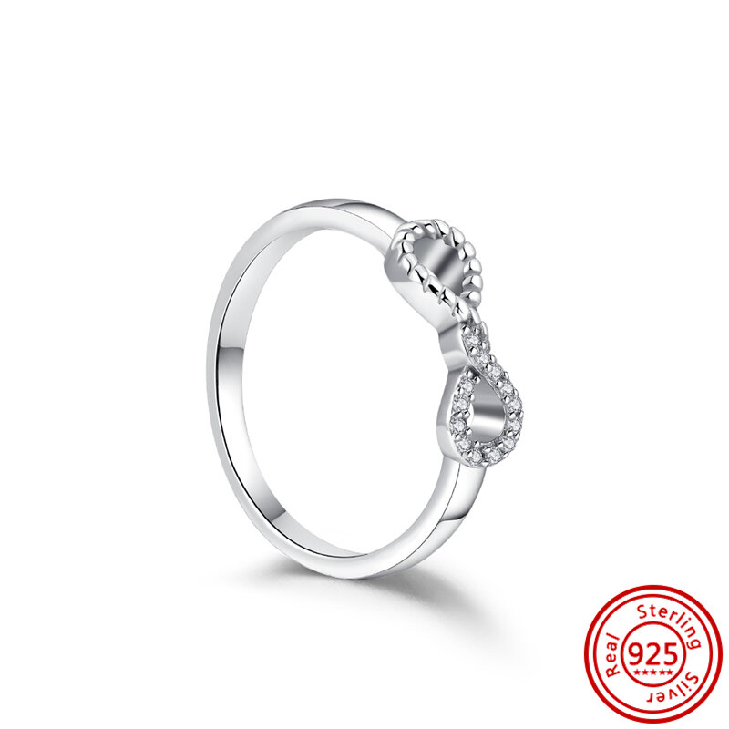 Nuovo anello Pantaro in argento Sterling 925 Love Mom Bowknot Snowflake Heart Shiny zircone Luxury Fine Ring Original Jewelry Anniversary