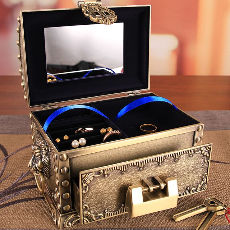 Ювелирные изделия в китайском стиле коробка для хранения с замком и ящиком, антиокислительные изящные ювелирные изделия, серьги, подарок на свадьбу и день рождения