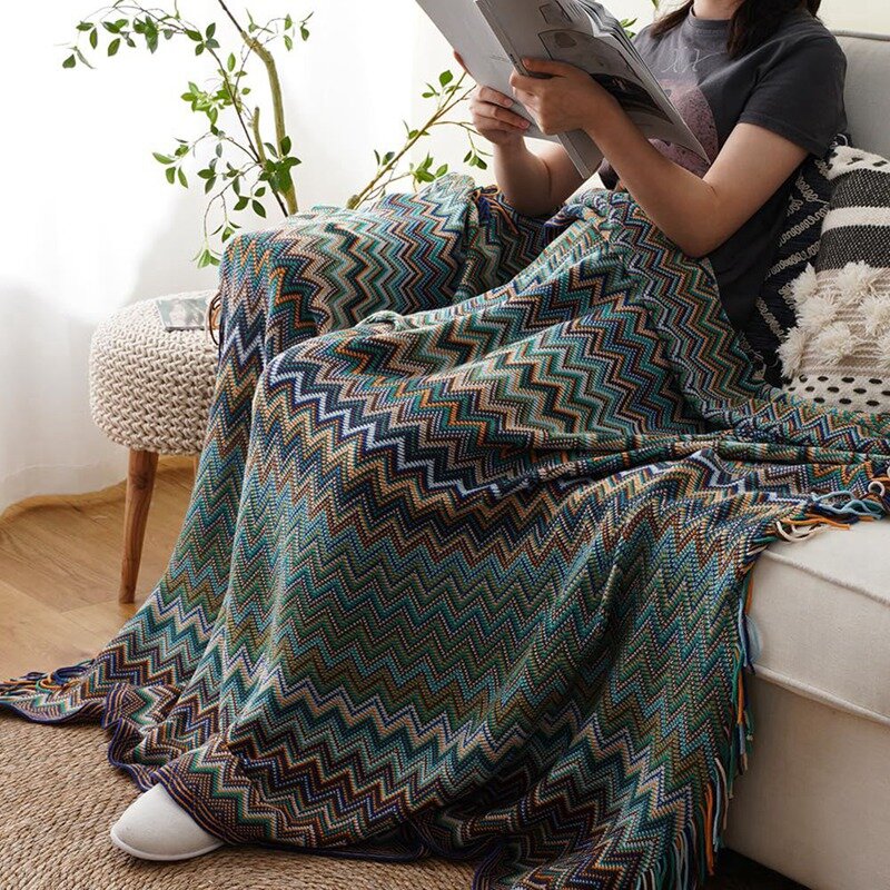 家の自由奔放に生きる毛布、タッセル付き、居心地の良いニットブランケット、ソファベッド、農家の装飾、柔らかい暖かい