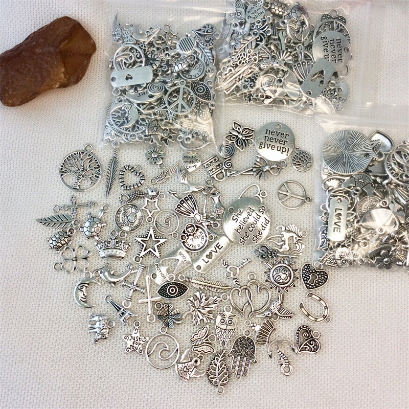 60pcs argento tibetano ciondolo misto animali Charms perline per gioielli che fanno braccialetto orecchini fai da te collana fai da te fascino di arte del mestiere