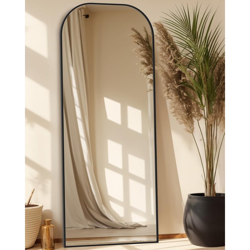 Antok Full Length Spiegel, 71 "X 28" Oversized Vloerspiegel Vrijstaande, Gebogen Vloer Staande Grote Spiegel Full Body Spiegel