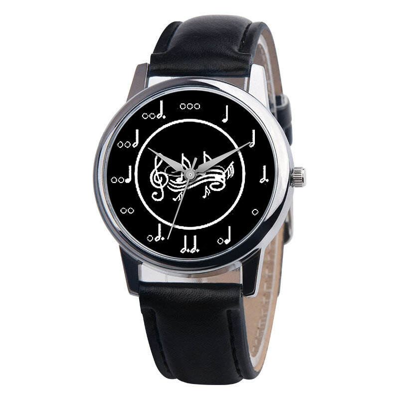 Unisex Musical Note Watch Leather Banalog Alloy Quartz Watch Fashionable Simple Style Quartz Wristwatch Relogios Feminino