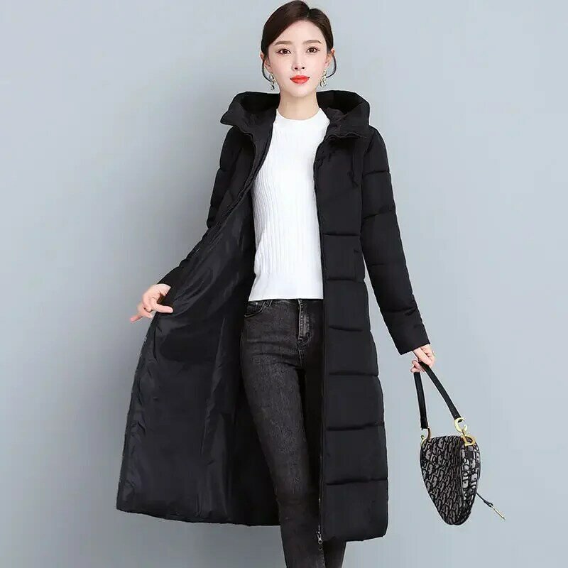 Abrigos largos de plumón para mujer, Parkas coreanas, chaquetas largas, abrigo de invierno, 2024