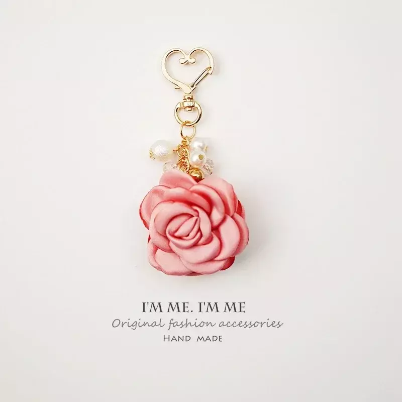 Cloth Rose Big Flower Ball Car Keychain Bag Pendant Women's Creative Gift Bag Pendant Keychain
