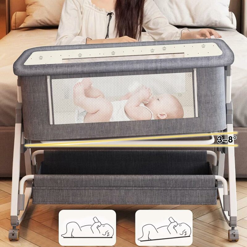Multifunctional Crib Foldable Crib with Diaper Table Cradle Rocking Chair Travel removable Crib Baby Bedside Crib