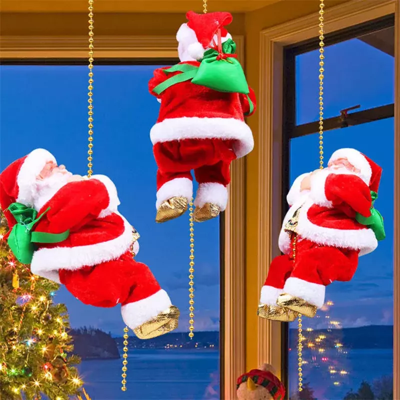 Счастливый Санта, скалолазающая веревка, лестница, электрические игрушки, игра, рождественские музыкальные игрушки для рождественской елки, украшения для мальчиков и девочек, подарки
