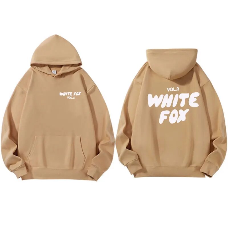Sweat à capuche White Fox pour femme, sweat à capuche ample, laine épaisse, lettre imprimée, 2024