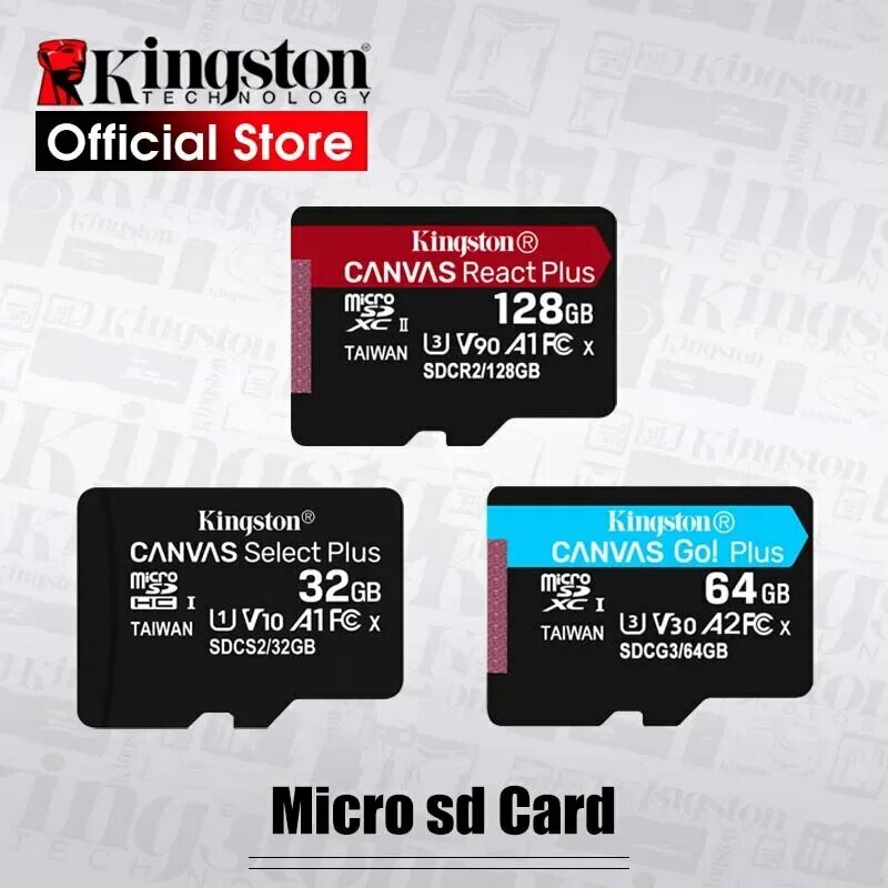Kingston-cartão de memória traço Cam para celular, TF MicroSD, U3, V30, A2, 4K velocidade de leitura, 128GB, 256GB, 170 Mbps