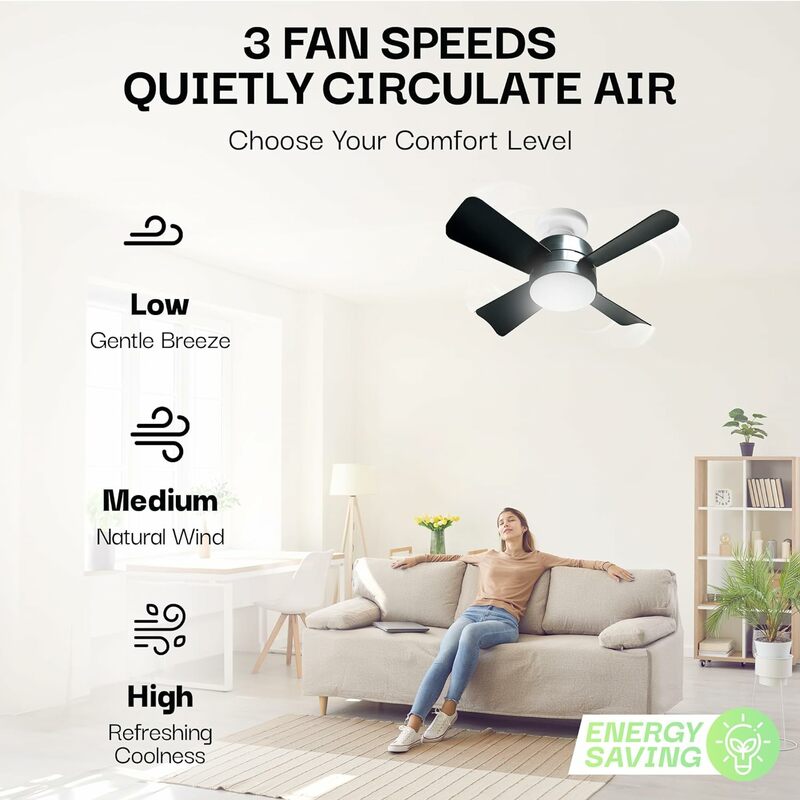 30W E27 Ceiling Fan With LED Light And Remote Control 3 Colors Modern Ceiling Socket Fan For Living Room Bedroom 85-265V
