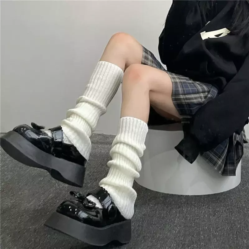 70CM Women Leg Warmers Lolita Long Socks JK Knitted Autumn Winter Socks Warm Foot Cover Y2k Over Knee Boot Cuffs for Ladys Girls