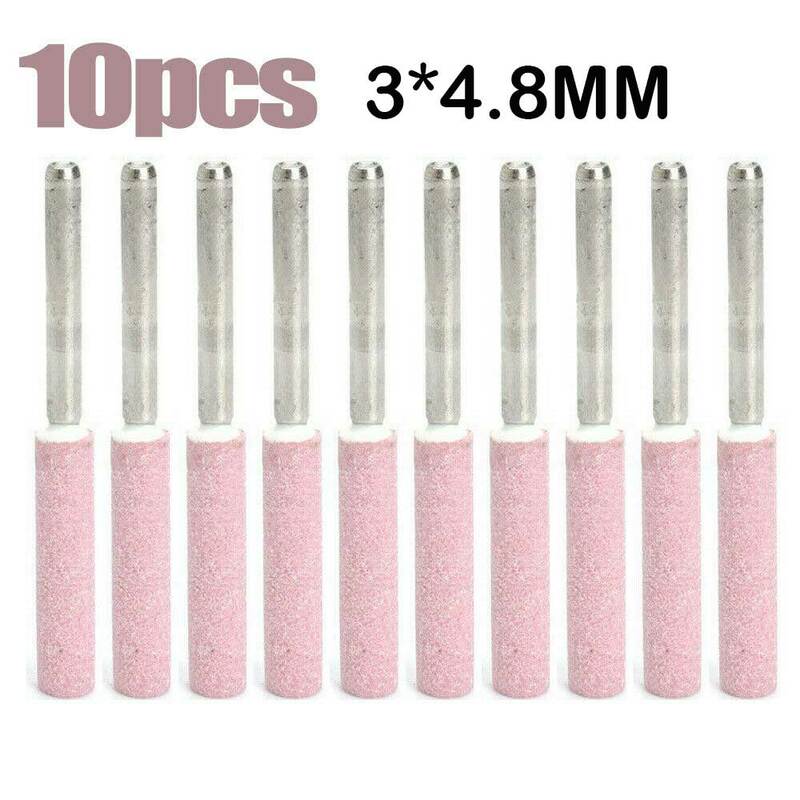 10Pcs/Set 4.8mm Diameter Chainsaw Sharpener Grinding Stone File Chain Saw Sharpening Tool For 120-150 Mesh Electric Grinder Part