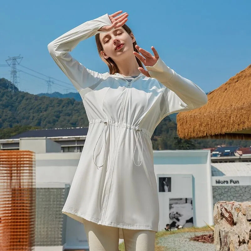 Sonnenschutz Frauen Sommer 2023 neue Eis Seide Mantel die lange UV-sichere Outdoor atmungsaktive Garn Sonnenschutz kleidung