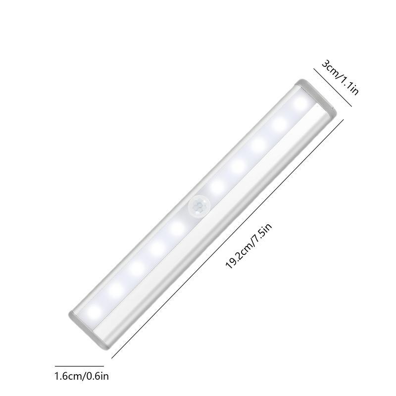 Magnetic Motion Activated Light LED Bar Magnetic Under Cabinet Light 10 LEDs Magnetic Security Nightlight For Cupboard Cabinet